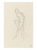 Etude d'homme nu assis et draperie pour Prométhée Reproduction procédé giclée par Gustave Moreau