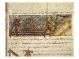 Scène de semailles et d'offrande d'une gerbe, manuscrit enluminé Psautier de Stuttgart Giclee Print