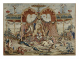 Tapisserie : L'audience du Prince, 1ère pièce de la tenture chinoise Giclée-Druck von Guy-Louis Vernansal