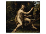 Saint Jean-Baptiste dans le désert désignant la croix de la Passion Reproduction procédé giclée par Raffaello Sanzio