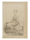 Femme assise, de trois quarts à gauche, visage de face, les mains jointes Giclee-trykk av Marie Bracquemond