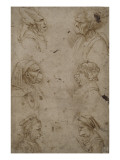 Six têtes caricaturales, de profil reproduction procédé giclée par Leonardo da Vinci 