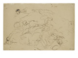 Etudes de divers cavaliers, et personnages combattant reproduction procédé giclée par Eugene Delacroix
