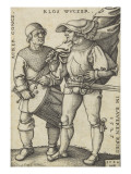 Le porte-enseigne et le tambour Giclee-trykk av Hans Sebald Beham