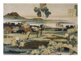 Tenchi Tenno ; Paysans en automne reproduction procédé giclée par Katsushika Hokusai