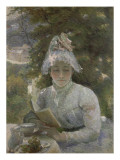 Le goûter. Portrait de Louise Quivoron, soeur de l'artiste Giclee-trykk av Marie Bracquemond