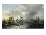 Le Port d'Amsterdam vu de l'Ij Giclee-trykk av Ludolf Backhuysen Le Port d'Amsterdam vu de l'Ij Giclee-trykk av Ludolf Backhuysen