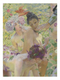 Le chevalier aux fleurs (tiré de Wagner, Parsifal) reproduction procédé giclée par Georges Antoine Rochegrosse