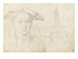 Le voyage aux Pays-Bas : Portrait d'une personne devant l'abbaye Saint-Michel d'Anvers reproduction procédé giclée par Albrecht Dürer