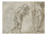Trois hommes à demi-drapés reproduction procédé giclée par Domenico Beccafumi