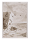 La mer au pied d'une falaise en Normandie; 1835 reproduction procédé giclée par Eugene Delacroix