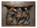 Trois stalles : Porc jouant de l'orgue, feuillage Lámina giclée