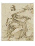 Le prophète Habacuc, assis, tenant un volume portant son nom reproduction procédé giclée par Domenico Beccafumi