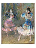 Deux danseuses espagnoles, sur scène, jouant des castagnettes Giclee Print by Juan Roig y Soler