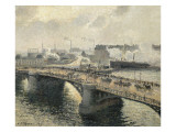 Le Pont Boïeldieu à Rouen, soleil couchant, temps brumeux reproduction procédé giclée par Camille Pissarro