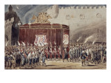 La litière du cardinal de Richelieu (maquette du décor pour le V° acte de Marion Delorme) reproduction procédé giclée par Louis Boulanger