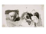Le masque de Beethoven sur une table devant des livres Lámina giclée por Mariano Fortuny y Marsal