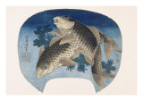 Deux carpes reproduction procédé giclée par Katsushika Hokusai
