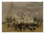 La place du Gouvernement à Alger reproduction procédé giclée par Adrien Dauzats