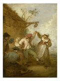 La Vraie gaieté reproduction procédé giclée par Jean Antoine Watteau