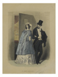 Les modes parisiennes, 1846 : gravure de mode N°191 reproduction procédé giclée