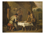 Le Satyre et le Paysan, Fable d'Esope Giclée-tryk af Sebastiano Ricci