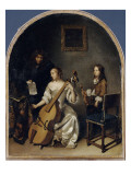 La Leçon de basse de viole Giclee Print by Caspar Netscher