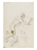 Deux figures nues assises et jeune homme nu Giclée-tryk af Francesco Solimena