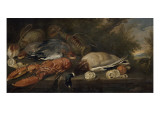 Trophées de chasse et de pêche ou nature morte au homard Reproduction procédé giclée
