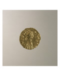 Tiers de sou (triens) à l'effigie de l'empereur Justinien Ier (525-565) reproduction procédé giclée