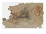 Trois études de personnages assis dont deux femmes tenant une flûte Lámina giclée por Charles de La Fosse Trois études de personnages assis dont deux femmes tenant une flûte Lámina giclée por Charles de La Fosse