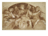 Trois anges musiciens dans une lunette Giclee Print by Baldassare Franceschini