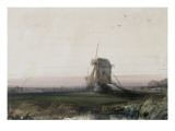 Les deux moulins en Normandie au soleil couchant Giclee-trykk av Richard Parkes Bonington