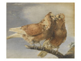 Deux pigeons sur une branche d'arbre Giclée-Druck von Marie-Thérèse Vien