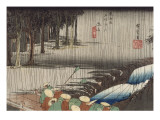 Tsuchiyama, pont et cascade sous la pluie reproduction procédé giclée par Ando Hiroshige