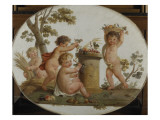 Dessus-de-porte "en coloris" du Salon des jeux de la Reine représentant les éléments : La Terre reproduction procédé giclée par Piat Joseph Sauvage
