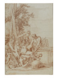 Three Satyrs Supporting Silenus to Plunge into a Tank Giclee Print by Giulio Carpioni