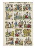 Les travaux et les habitants du village Lámina giclée