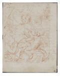 La Vierge assise avec l'Enfant Jésus sur les genoux reproduction procédé giclée par Pierre Mignard