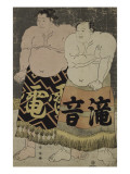Les Sumô Takinoto Sogoro et Raiden Tame-emon reproduction procédé giclée par Katsukawa Shunei