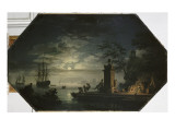 Les quatre parties du jour : la Nuit ou le clair de lune Giclee Print by Claude-Joseph Vernet
