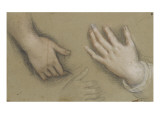 Trois études de mains reproduction procédé giclée par Federico Barocci
