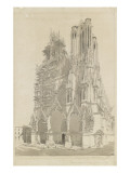 La cathédrale de Reims reproduction procédé giclée par Adrien Dauzats