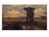 Tigre et Eléphant à la source dit le désert indien Lámina giclée por Alexandre Gabriel Decamps Tigre et Eléphant à la source dit le désert indien Lámina giclée por Alexandre Gabriel Decamps