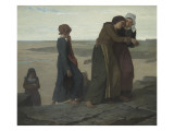 La veuve ou famille de pêcheurs reproduction procédé giclée par Evariste Vital Luminais