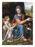 La Vierge à l'Enfant avec un ange. Préfiguration de la Passion Wydruk giclee autor Bernardino Luini