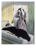 Les Lorettes : "Qu'est ce que tu lis là " reproduction procédé giclée par Paul Gavarni