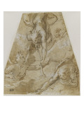 Trois anges dont deux sonnent de la trompette reproduction procédé giclée par Toussaint Dubreuil