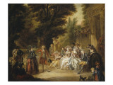 Le Menuet sous le chêne reproduction procédé giclée par François Louis Joseph Watteau