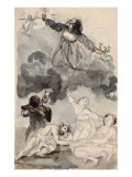 La Vierge sur des nuages tenant le Sacré-Cœur de Jésus reproduction procédé giclée par Eugene Delacroix